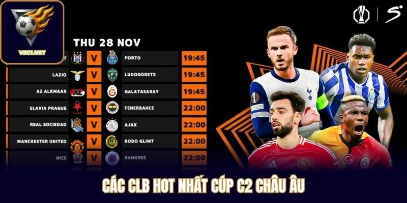 Các CLB hot nhất cúp C2 châu Âu
