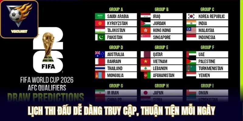 Lịch thi đấu dễ dàng truy cập, thuận tiện mỗi ngày